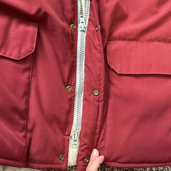 Vintage 80s LLbean Winter Insulated Burgundy Winter Snow Ski Jacket Coat L - Picture 11 of 15